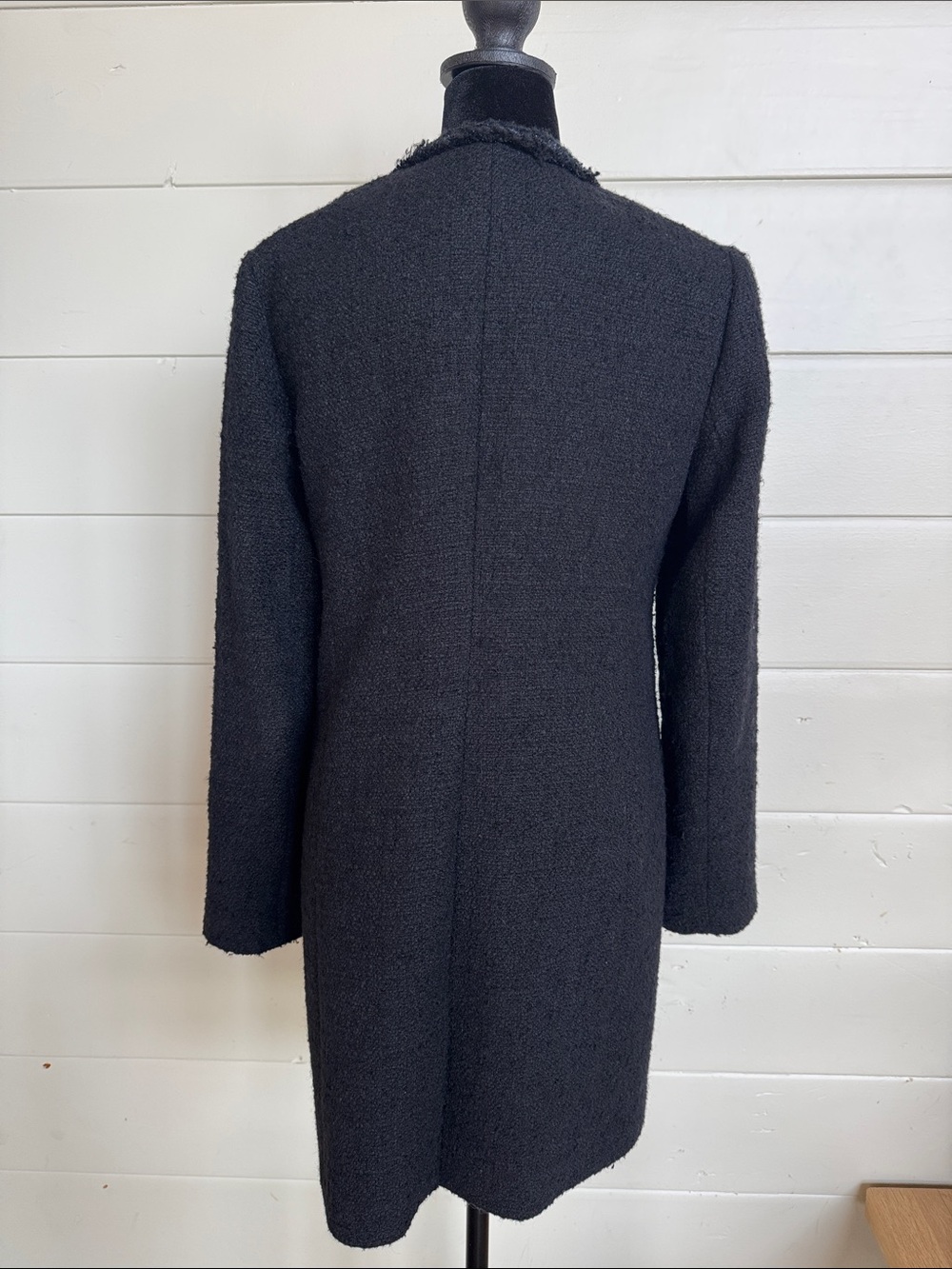 J.Crew Collection Black Bouclé Lady Coat Braided Fringe Trim Wool Blend Size 2 - Picture 3 of 15